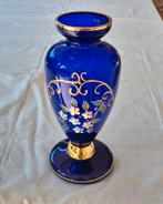 Tsjechische cobalt blauw/goud beschilderde vaas, Antiek en Kunst, Ophalen of Verzenden