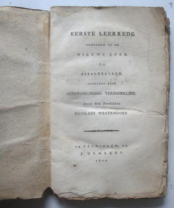 Nicolaus Westendorp 1809 Eerste Leerrede gehouden in de nieu beschikbaar voor biedingen