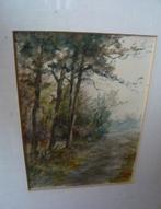 Ton Pape aquarel bos landschap 28x35cm (12x17) S2, Ophalen of Verzenden