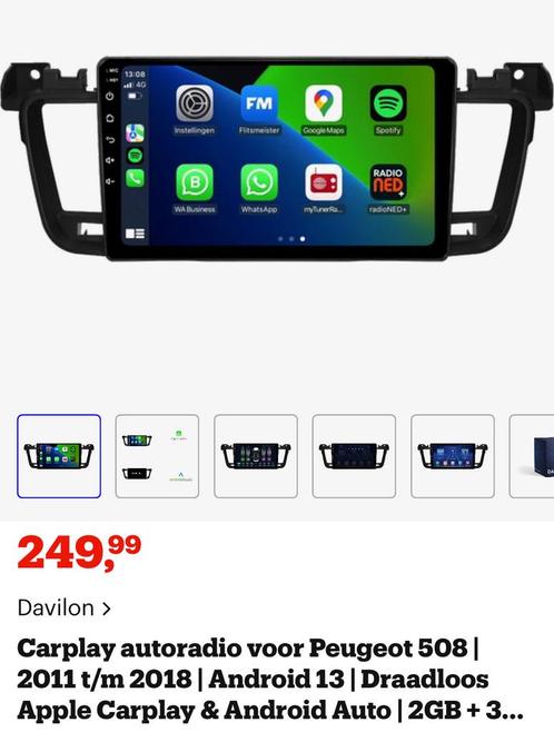 Carplay autoradio voor Peugeot 508, nieuw in doos., Auto diversen, Autoradio's, Zo goed als nieuw, Ophalen of Verzenden