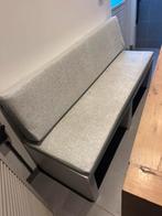 Grijze eetkamerbank en 3 bijpassende stoelen, Ophalen, Gebruikt, Grijs