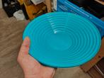 Turkoois glazen fruitschaal 40cm doorsnede, Huis en Inrichting, Keuken | Servies, Ophalen, Overige stijlen, Glas, Schaal of Schalen