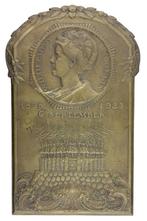 PLAQUETTE 1923 J.C. Wienecke : Jubileum Wilhelmina, Verzenden, Brons, Nederland
