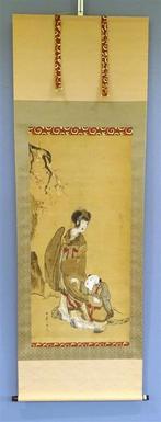 Antieke Japanse rolschildering, scroll antiek incl. doos, Antiek en Kunst, Kunst | Niet-Westerse kunst, Verzenden