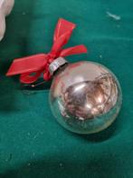 Kerstballen zilver retro glas rode strikjes [a667], Diversen, Kerst, Ophalen of Verzenden