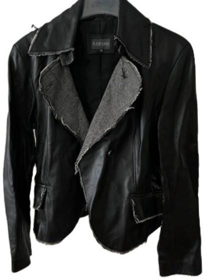 STROKE kort zwart jasje leer met stof afgezet 44 valt als 42, Kleding | Dames, Jasjes, Kostuums en Pakken, Zo goed als nieuw, Maat 42/44 (L)