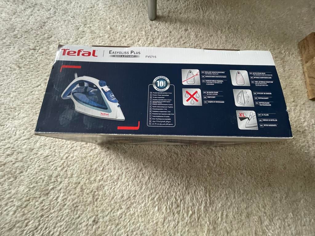 Tefal Easygliss Plus FV5715 – Nieuw stroomstrijkijzer, Witgoed en Apparatuur, Strijkijzers en Strijkplanken, Ophalen of Verzenden