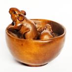 Boxwood Netsuke van twee muizen in een kom Japan, Ophalen of Verzenden
