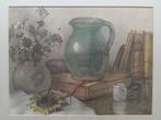 Jan Dona (1870-1941) Stilleven met boeken en zonnebloemen, Antiek en Kunst, Kunst | Schilderijen | Klassiek, Ophalen of Verzenden