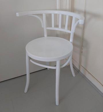 Café Stoel Vintage Opgeknapt Frans Brocante Wit Hout beschikbaar voor biedingen