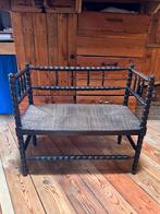 Engelse Bobbin Bank - Rush Zitting - 1920, Antiek en Kunst, Antiek | Meubels | Stoelen en Banken, Ophalen