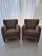 Twee geel stoffen design fauteuils van Bench, Huis en Inrichting, Fauteuils, Ophalen, Gebruikt, 75 tot 100 cm, Stof