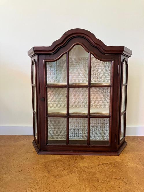 Antieke vitrinekast hout, Huis en Inrichting, Kasten | Vitrinekasten, Zo goed als nieuw, Minder dan 100 cm, 50 tot 100 cm, Minder dan 25 cm