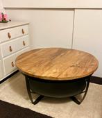 Salontafel Mangohout - metaal, Ophalen, Rond, 50 tot 100 cm, Zo goed als nieuw