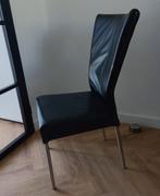 4 zwarte leren eetkamer stoelen merk HVS, Huis en Inrichting, Stoelen, Ophalen of Verzenden, Zo goed als nieuw, Zwart, Vijf, Zes of meer stoelen