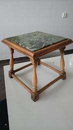 vintage tafeltje, bijzettafel marmer blad eiken plantentafel, Ophalen of Verzenden