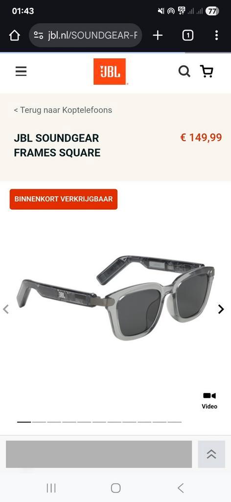 JBL Soundgear Frames zonnebril  € 100 euro nieuw in doos, Sieraden, Tassen en Uiterlijk, Zonnebrillen en Brillen | Heren, Nieuw