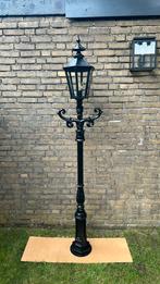 Gietijzeren buitenlamp/lantaarnpaal zwart, Tuin en Terras, Buitenverlichting, Ophalen, Gebruikt, Staande lamp, Glas