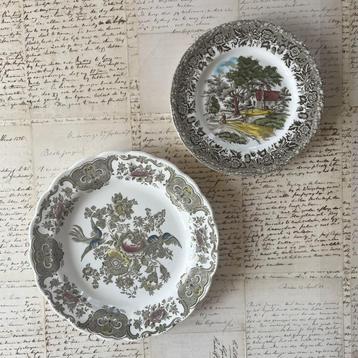 Set van 2 borden Ridgway Staffordshire wandbordjes beschikbaar voor biedingen