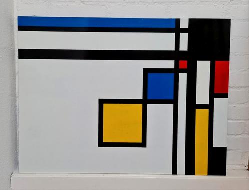 Olieverf schilderij op hout in de stijl van Piet Mondriaan, Antiek en Kunst, Kunst | Schilderijen | Abstract, Ophalen