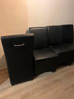 Eetkamerstoelen(zwart) 4 stuks op wieltjes, Ophalen, Gebruikt, Zwart, Leer