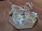 3 kristallen zwanen op spiegel, Antiek en Kunst, Antiek | Glas en Kristal, Ophalen of Verzenden