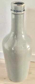 GROTE GRIJZE KERAMISCHE DESIGN FLES / VAAS, Steen, Overige kleuren, Ophalen of Verzenden, Zo goed als nieuw