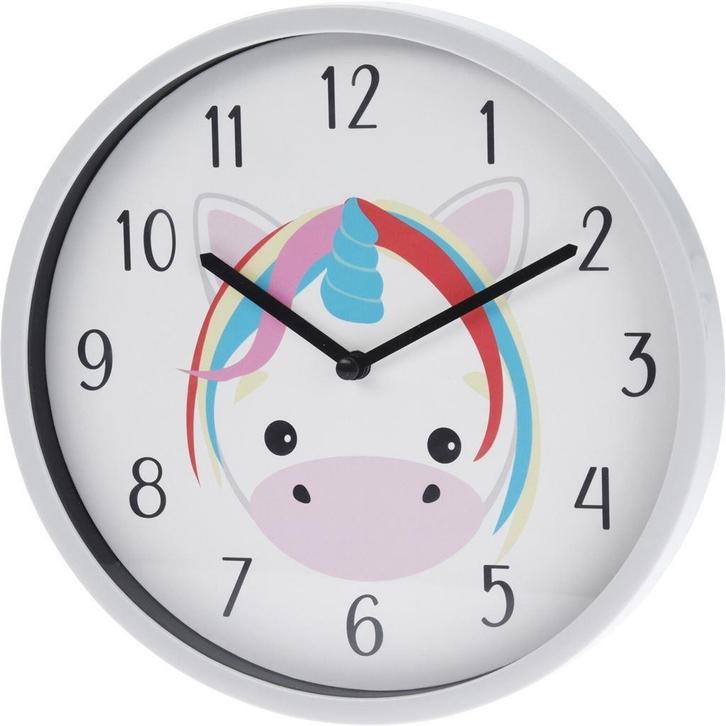 Wandklok met eenhoorn rond 22cm, Huis en Inrichting, Woonaccessoires | Klokken, Nieuw, Wandklok, Ophalen of Verzenden