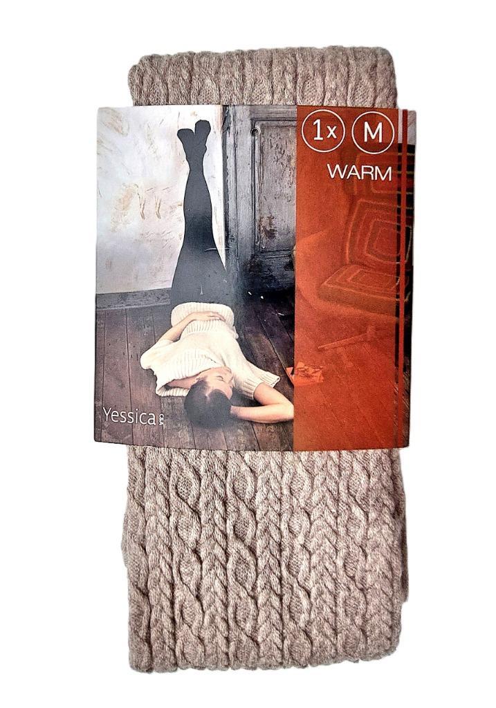 Te koop beige kabel winter panty., Kleding | Dames, Leggings, Maillots en Panty's, Zo goed als nieuw, Panty, Maat 40/42 (M), Beige