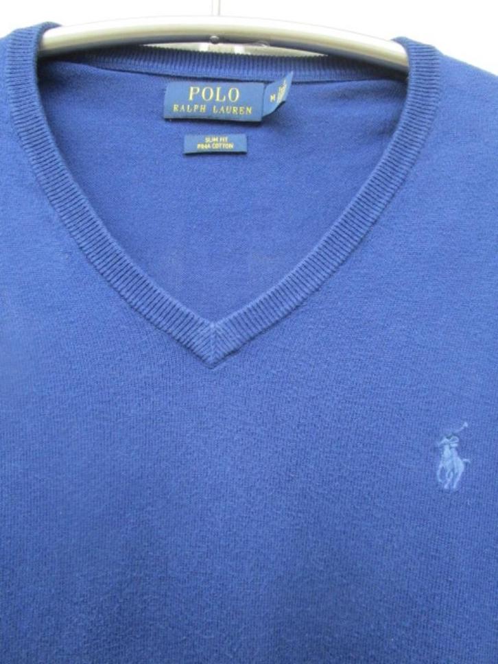 Klassieke donkerblauwe Ralph Lauren v-hals trui maat M, Kleding | Heren, Truien en Vesten, Zo goed als nieuw, Maat 48/50 (M), Blauw