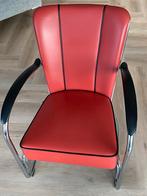 Gispen G 412 Fauteuil - Rood Leer, Zwarte Biezen, Huis en Inrichting, Ophalen, Leer, Zo goed als nieuw, Eén