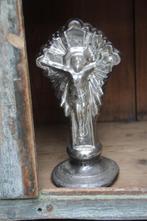 Antiek frans zilverglas armeluis zilver crucifix Jezus, Ophalen of Verzenden