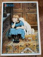 Puzzel Meisje met hond - MB 500 stuks, Ophalen of Verzenden, Zo goed als nieuw