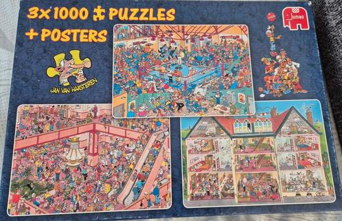 Jan van Haasteren 3x1000 Puzzels + Posters, Hobby en Vrije tijd, Denksport en Puzzels, Zo goed als nieuw, Legpuzzel, 500 t/m 1500 stukjes