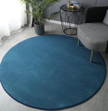 Blauw Fluwelen Rond Vloerkleed Kleed Tapijt Fleece Vloermat  beschikbaar voor biedingen