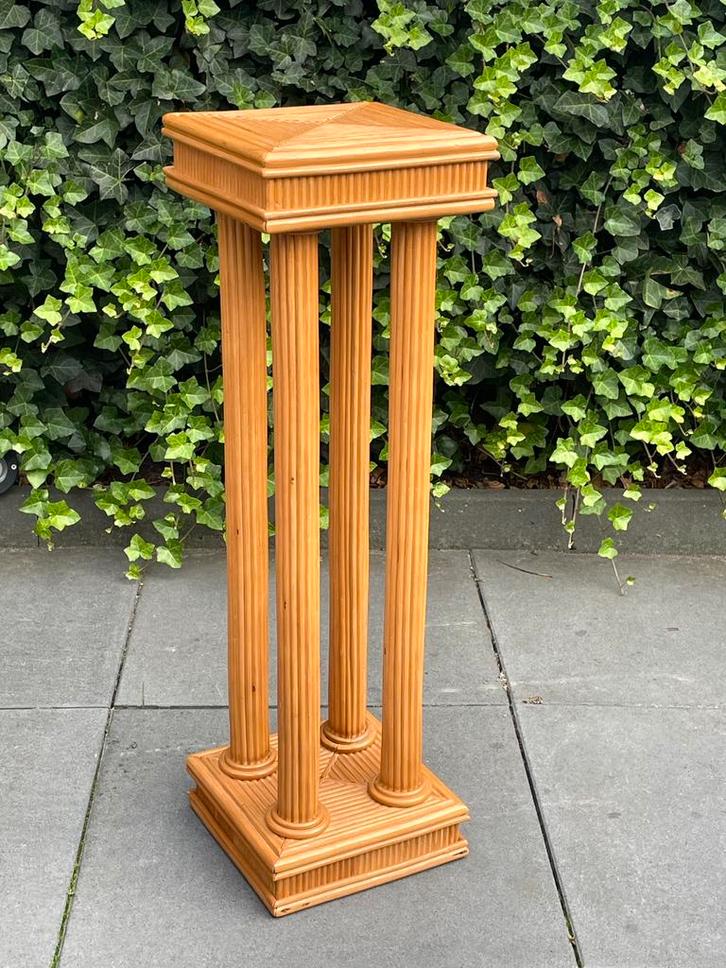 Vintage Rotan Bamboe Zuil Planten-tafeltje Pilaar Sokkel, Huis en Inrichting, Woonaccessoires | Zuilen en Pilaren, Zo goed als nieuw