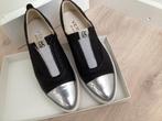 NIEUWE ITALIAANSE LEREN SCHOENEN MAAT 39 ZWART MET ZILVER, Ophalen of Verzenden, Nieuw, Zwart