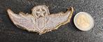 Senior Pilot’s Wings Machine woven on kaki WWII, vkk, Ophalen of Verzenden, Landmacht, Amerika, Embleem of Badge