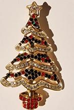 Kerstboom Broche met Strass, Sieraden, Tassen en Uiterlijk, Broches, Overige materialen, 4 tot 7 cm, Ophalen of Verzenden, Zo goed als nieuw
