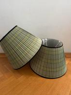 Vintage engelse set lampenkappen zijde groen, Ophalen of Verzenden, Groen, Rond, 25 tot 50 cm