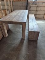 Stijgerhouten Tafel met Bankje - 240cm, Huis en Inrichting, Tafels | Eettafels, Ophalen, Gebruikt, 200 cm of meer, 50 tot 100 cm