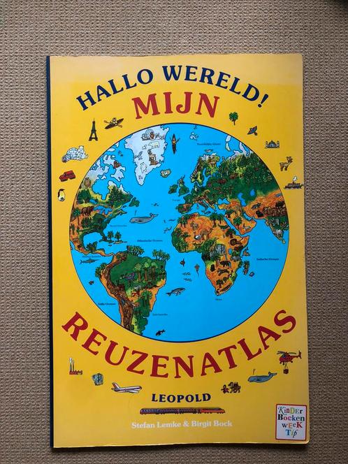 Stefan Lemke - Hallo wereld - Mijn reuzenatlas, Boeken, Kinderboeken | Jeugd | onder 10 jaar, Zo goed als nieuw, Non-fictie, Ophalen