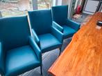 Zo goed als nieuwe eetkamerstoelen, Blauw, Kantoorchic, Leer, Ophalen of Verzenden