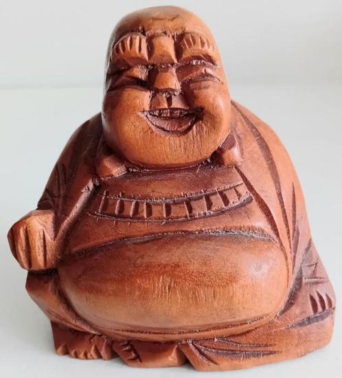Mahoniehouten boeddha,, Huis en Inrichting, Woonaccessoires | Boeddhabeelden, Gebruikt, Ophalen of Verzenden