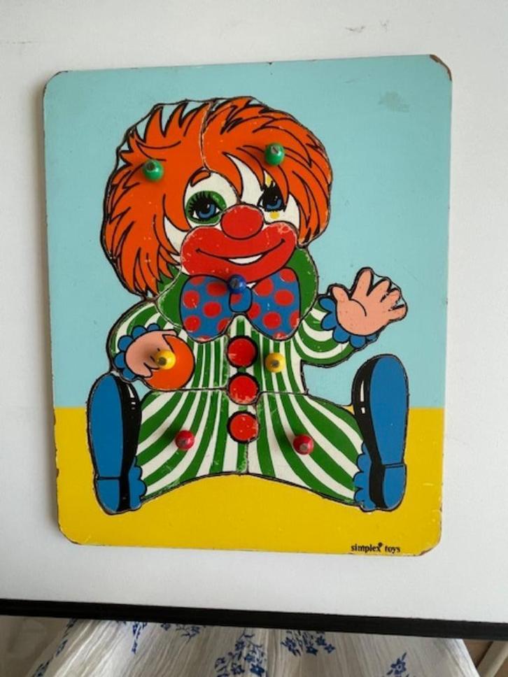 Grote vintage houten puzzel Clown / clowntje. Simplex Toys., Antiek en Kunst, Antiek | Speelgoed, Ophalen