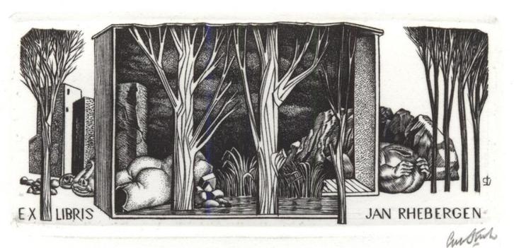 0752 Ex Libris Nederland : Lou Strik, 1983, Antiek en Kunst, Kunst | Etsen en Gravures, Verzenden