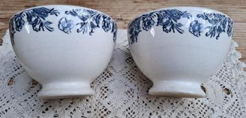 2 Vintage spoelkommetjes met blauw motief beschikbaar voor biedingen