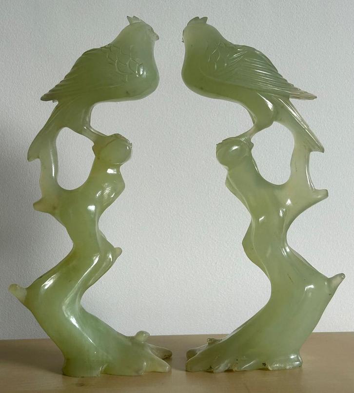 Antieke Chinese JADE vogels op stam Chinees, Antiek en Kunst, Kunst | Niet-Westerse kunst, Verzenden