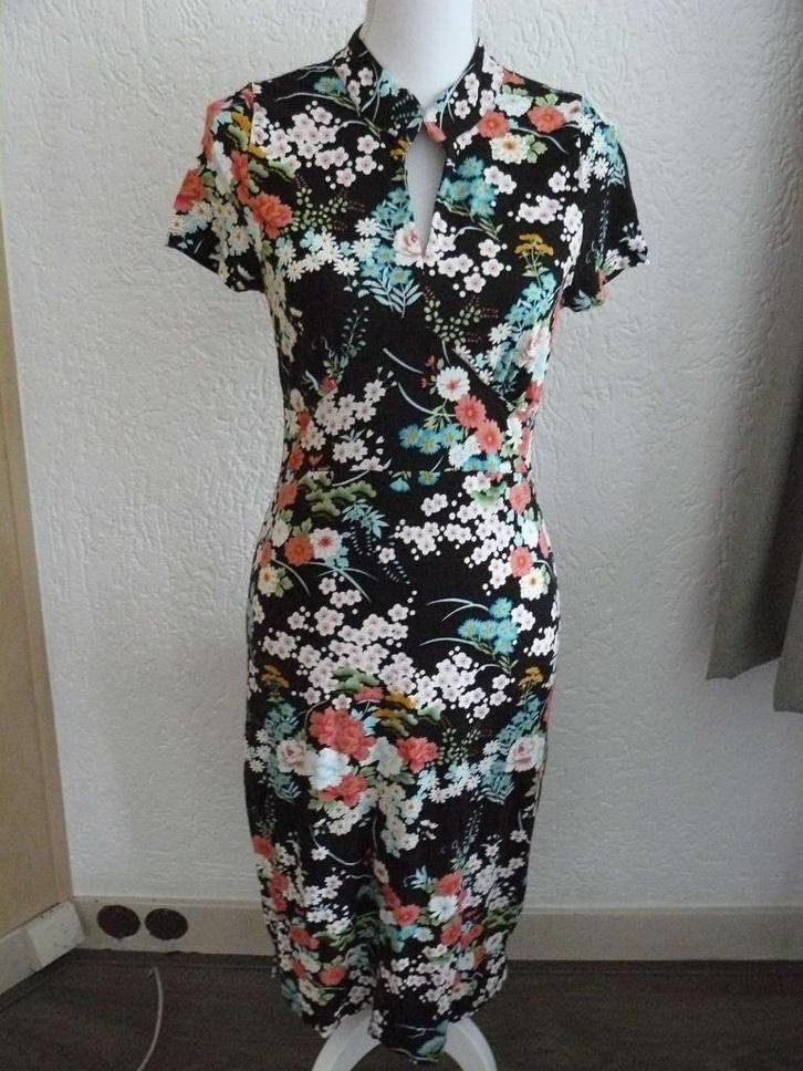 King Louie dress bloemjurk Chinese stijl maat L., Kleding | Dames, Jurken, Zo goed als nieuw, Maat 42/44 (L), Overige kleuren