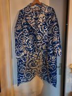Blauwe slip jas met barok print - blauw zilver. Maar 50, Ophalen of Verzenden, Zo goed als nieuw
